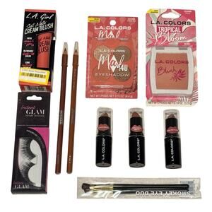 NEW LA Girl, Jordana & LA Colors Makeup Lot of 10 – Eyeshadow, Lipstick & Lashes